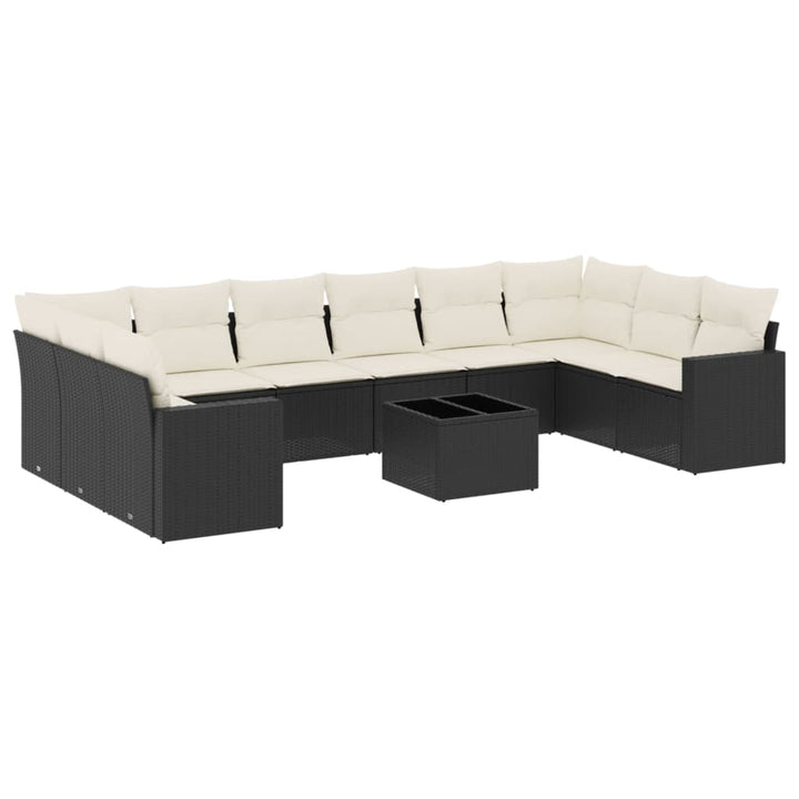 sofasæt til haven 11 dele med hynder polyrattan sort