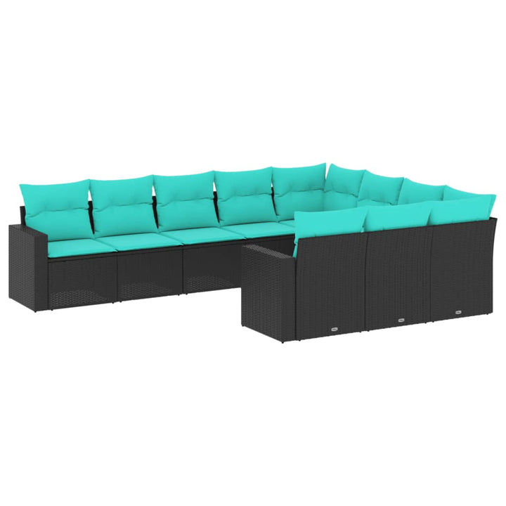 sofasæt til haven 10 dele med hynder polyrattan sort