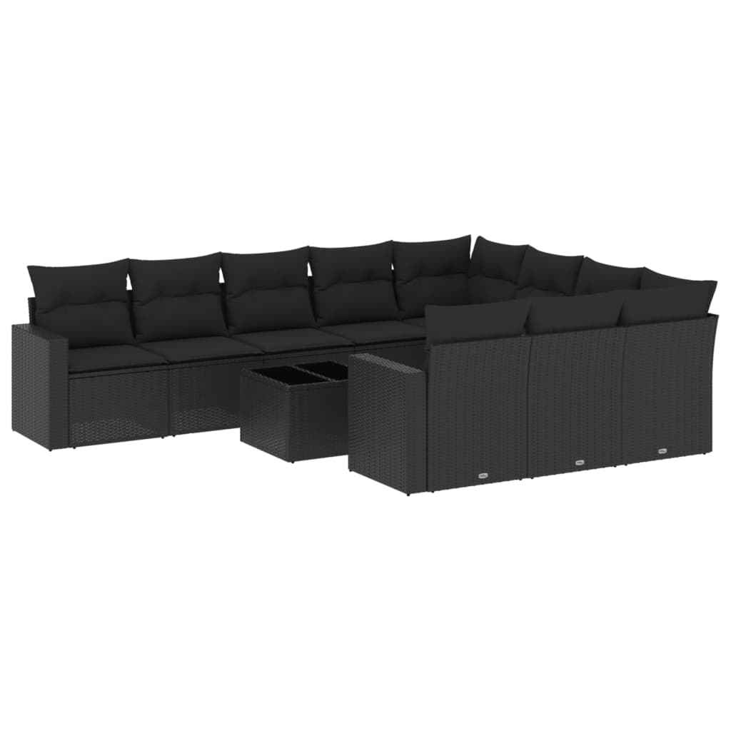 sofasæt til haven 11 dele med hynder polyrattan sort