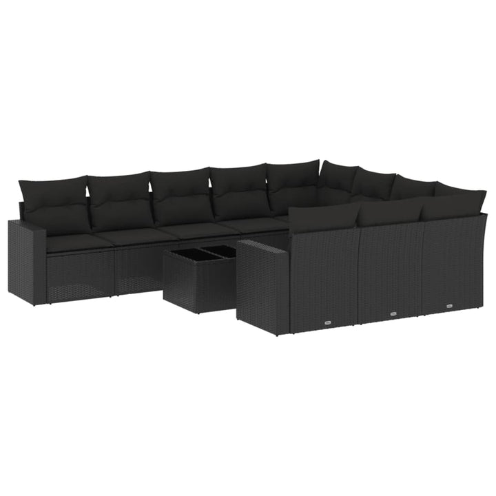 sofasæt til haven 11 dele med hynder polyrattan sort