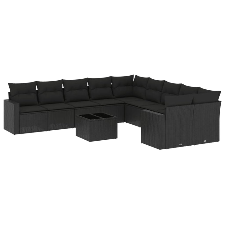 sofasæt til haven 11 dele med hynder polyrattan sort