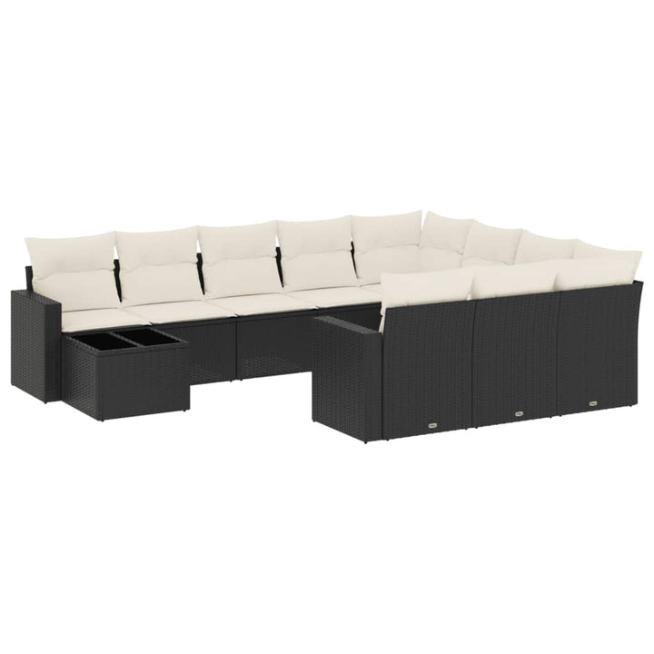 sofasæt til haven 11 dele med hynder polyrattan sort