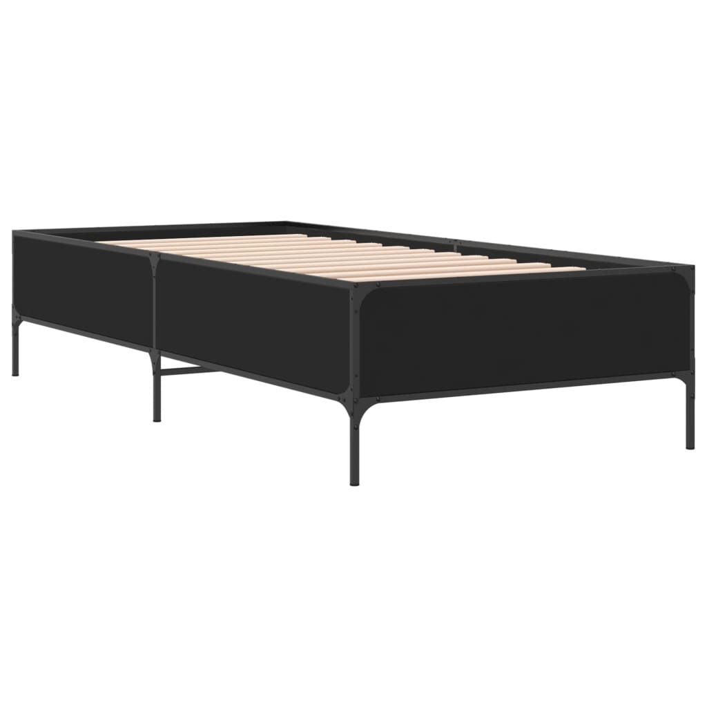 sengeramme 100x200 cm konstrueret træ og metal sort
