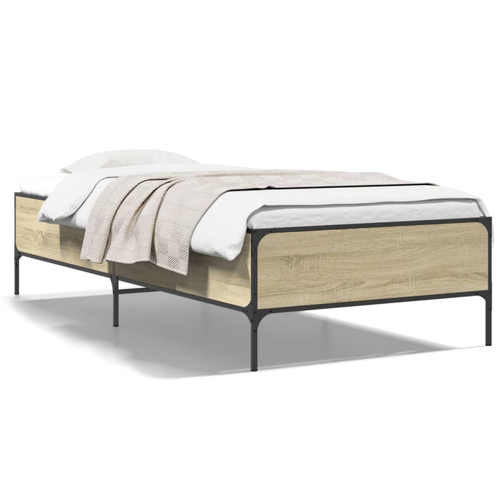 sengeramme 100x200 cm konstrueret træ og metal sonoma-eg