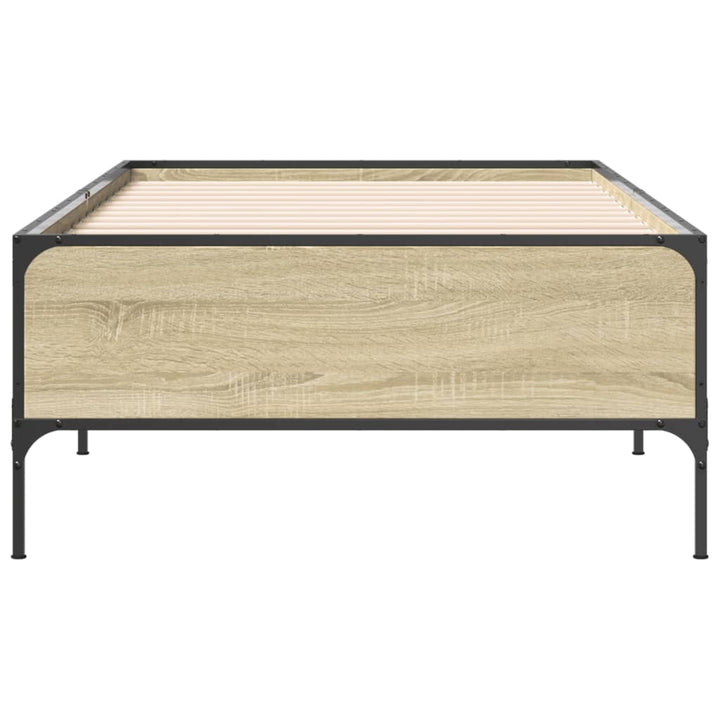 sengeramme 100x200 cm konstrueret træ og metal sonoma-eg