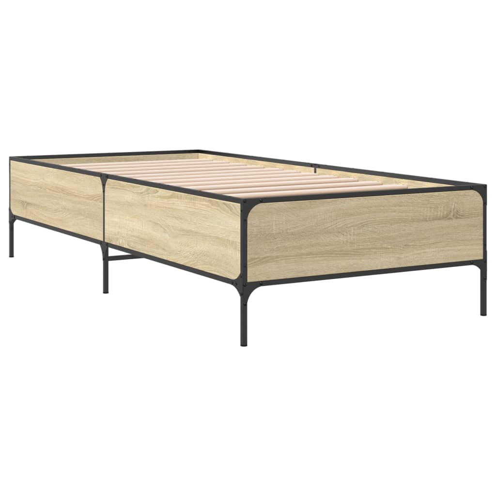 sengeramme 100x200 cm konstrueret træ og metal sonoma-eg