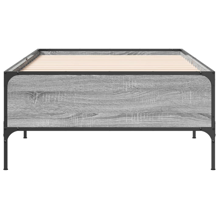 sengeramme 100x200 cm konstrueret træ og metal grå sonoma-eg