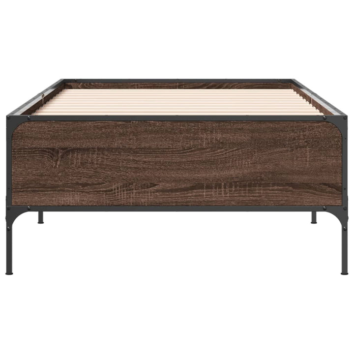 sengeramme 100x200 cm konstrueret træ og metal brunt egetræ
