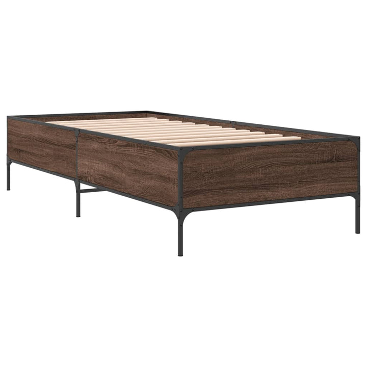 sengeramme 100x200 cm konstrueret træ og metal brunt egetræ