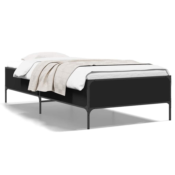 sengeramme 90x200 cm konstrueret træ og metal sort