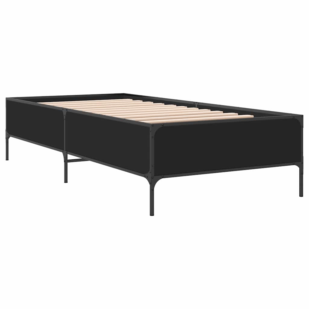 sengeramme 90x200 cm konstrueret træ og metal sort