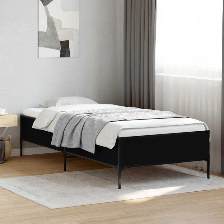 sengeramme 90x200 cm konstrueret træ og metal sort