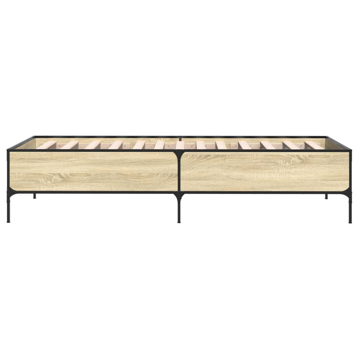 sengeramme 90x200 cm konstrueret træ og metal sonoma-eg