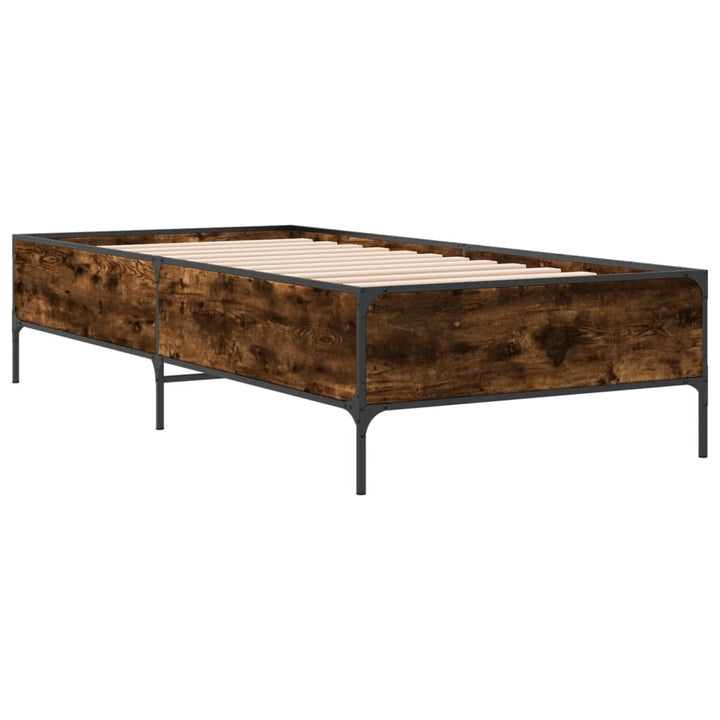 sengeramme 90x200 cm konstrueret træ og metal røget eg