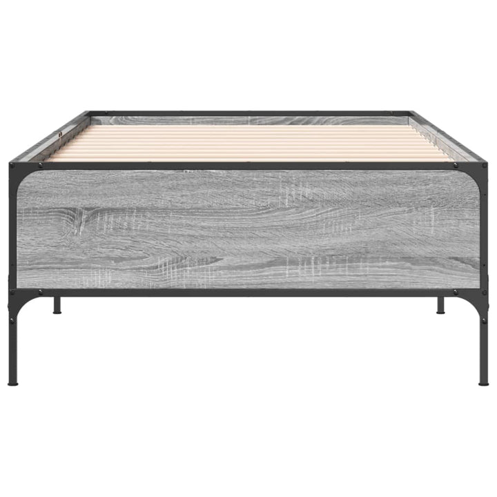 sengeramme 90x200 cm konstrueret træ og metal grå sonoma-eg