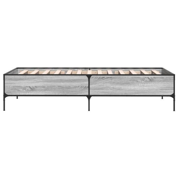 sengeramme 90x200 cm konstrueret træ og metal grå sonoma-eg