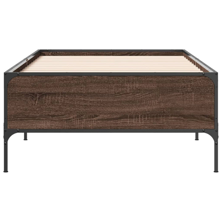 sengeramme 90x200 cm konstrueret træ og metal brun egetræsfarve
