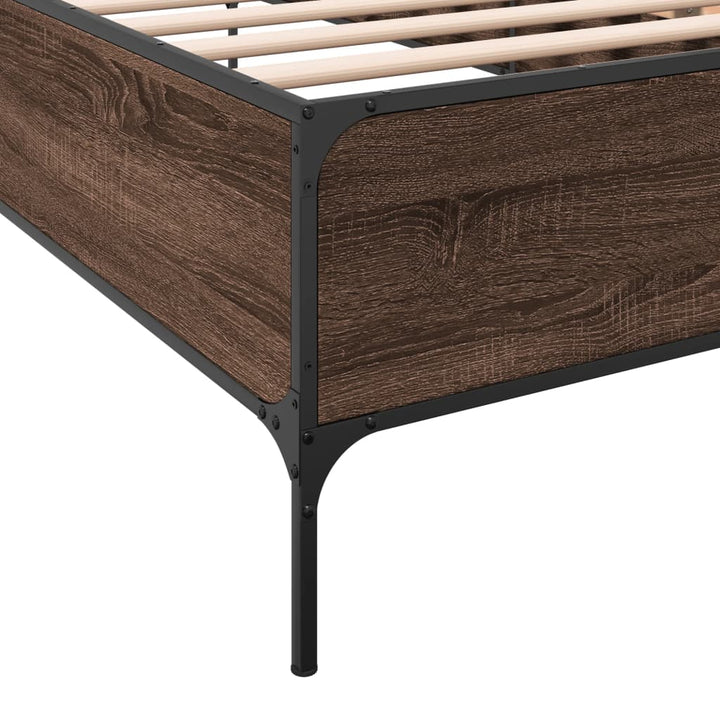 sengeramme 90x200 cm konstrueret træ og metal brun egetræsfarve