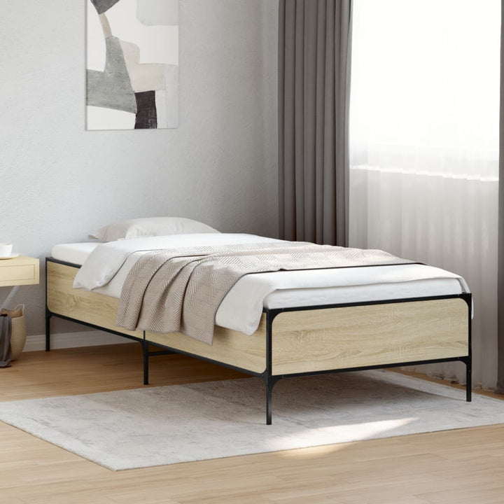 sengeramme 75x190 cm konstrueret træ og metal sonoma-eg