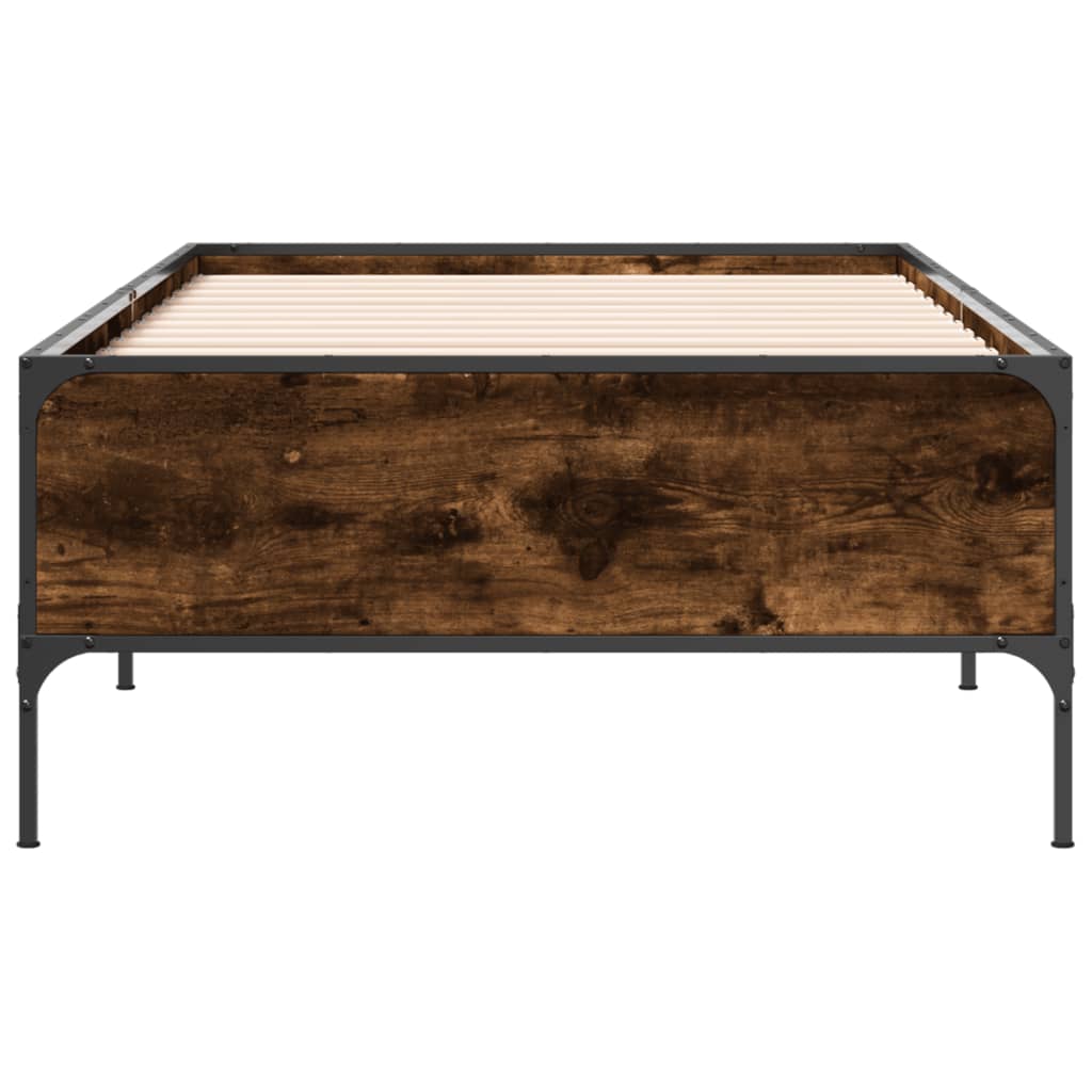 sengeramme 75x190 cm konstrueret træ og metal røget eg