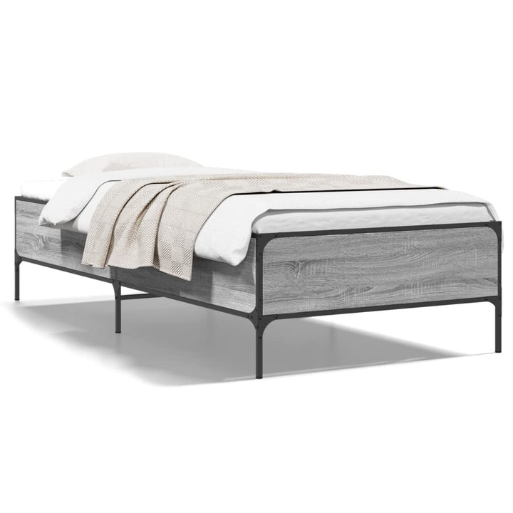 sengeramme 75x190 cm konstrueret træ og metal grå sonoma-eg