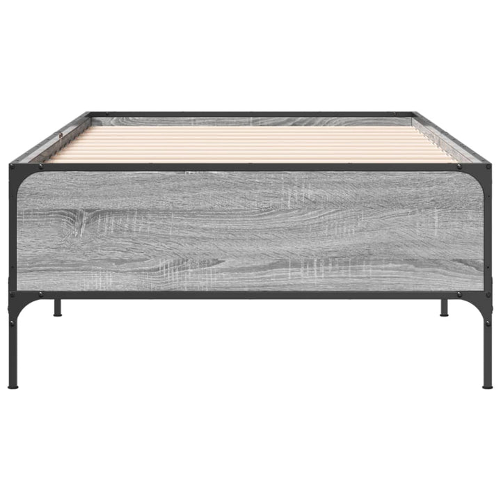 sengeramme 75x190 cm konstrueret træ og metal grå sonoma-eg