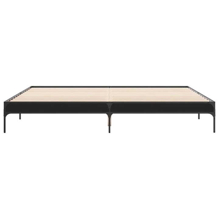 sengestel 200x200 cm konstrueret træ og metal sort