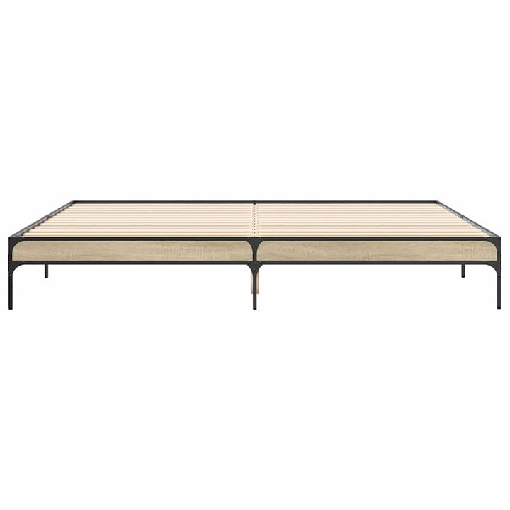 sengestel 200x200 cm konstrueret træ og metal sonoma-eg