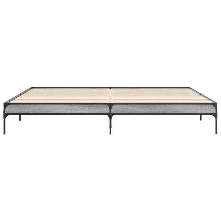 sengestel 200x200 cm konstrueret træ og metal grå sonoma-eg