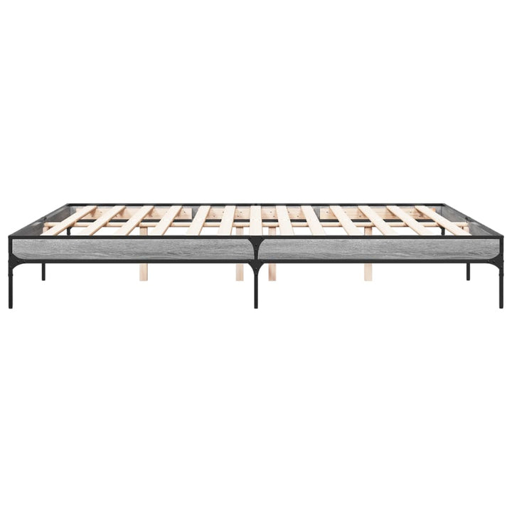 sengestel 200x200 cm konstrueret træ og metal grå sonoma-eg