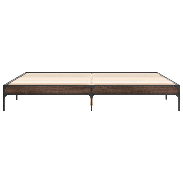 sengeramme 200x200 cm konstrueret træ og metal brun egetræ