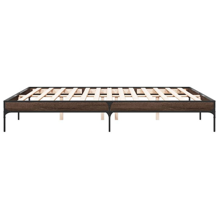 sengeramme 200x200 cm konstrueret træ og metal brun egetræ