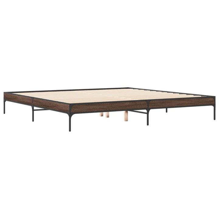 sengeramme 200x200 cm konstrueret træ og metal brun egetræ