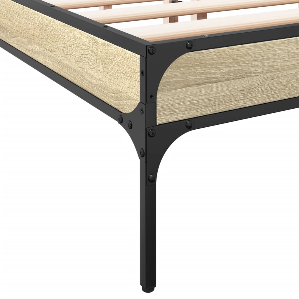 sengestel 150x200 cm konstrueret træ og metal sonoma-eg