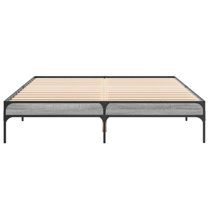 sengestel 150x200 cm konstrueret træ og metal grå sonoma-eg