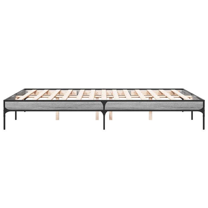 sengestel 150x200 cm konstrueret træ og metal grå sonoma-eg