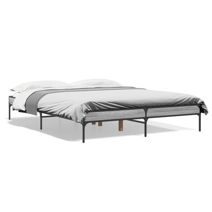 sengestel 140x200 cm konstrueret træ og metal grå sonoma-eg