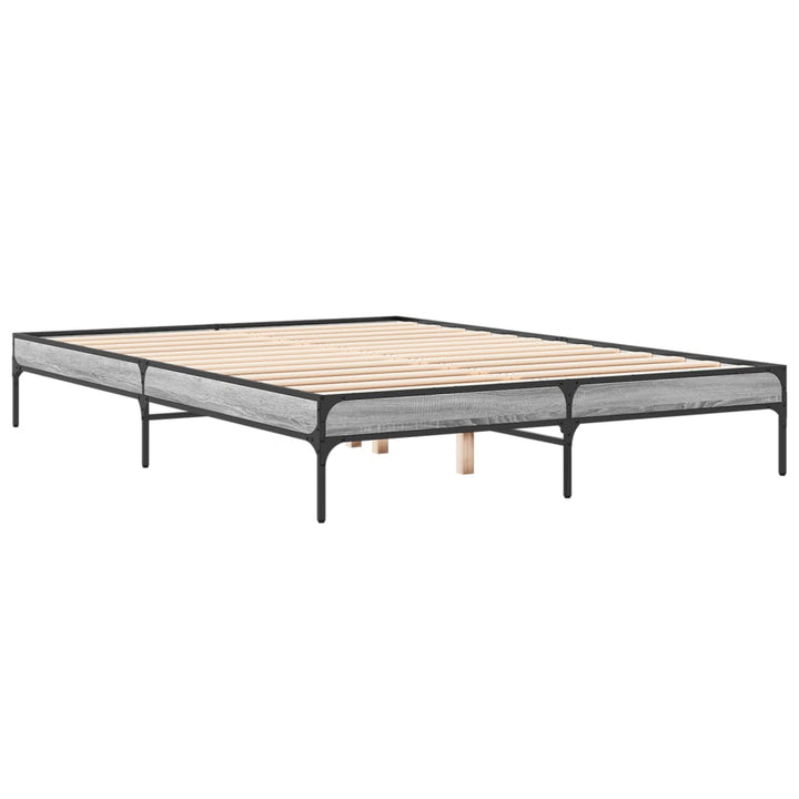 sengestel 140x200 cm konstrueret træ og metal grå sonoma-eg
