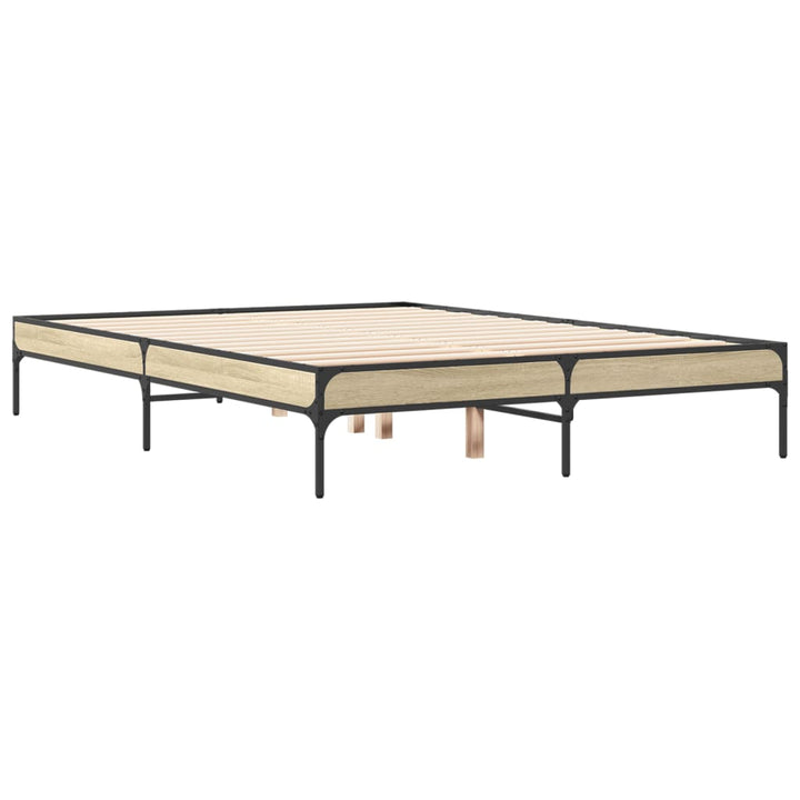 sengestel 120x200 cm konstrueret træ og metal sonoma-eg