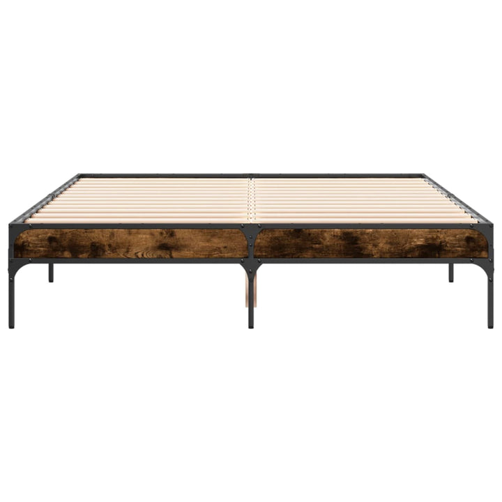 sengestel 120x200cm konstrueret træ og metal røget egetræsfarve