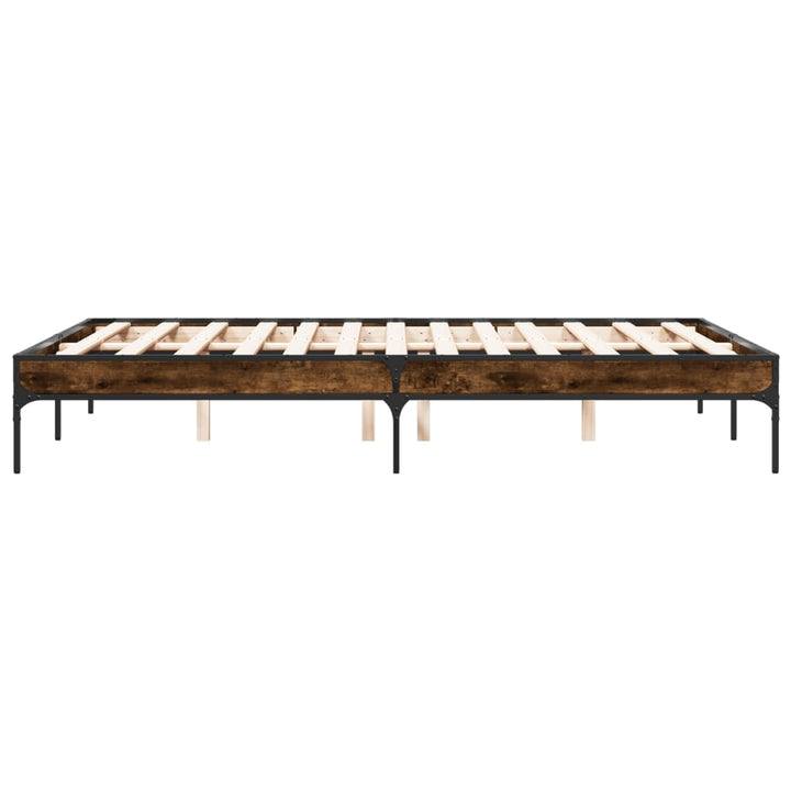 sengestel 120x200cm konstrueret træ og metal røget egetræsfarve