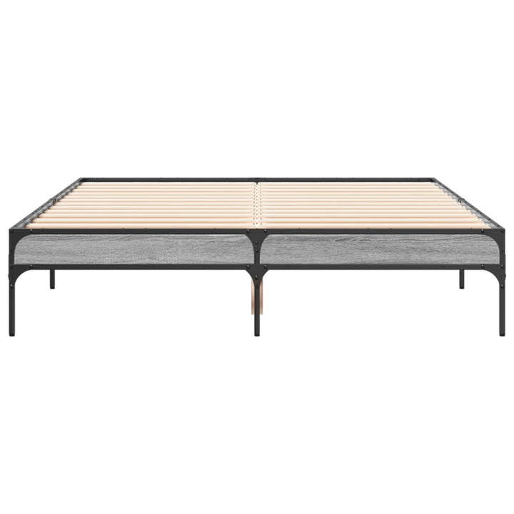 sengestel 120x200 cm konstrueret træ og metal grå sonoma-eg