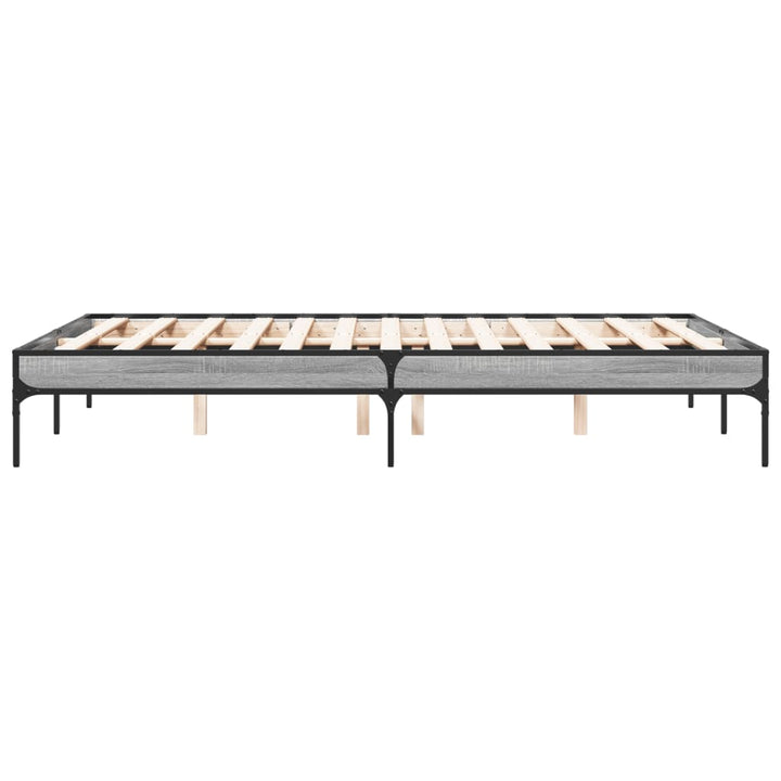 sengestel 120x200 cm konstrueret træ og metal grå sonoma-eg