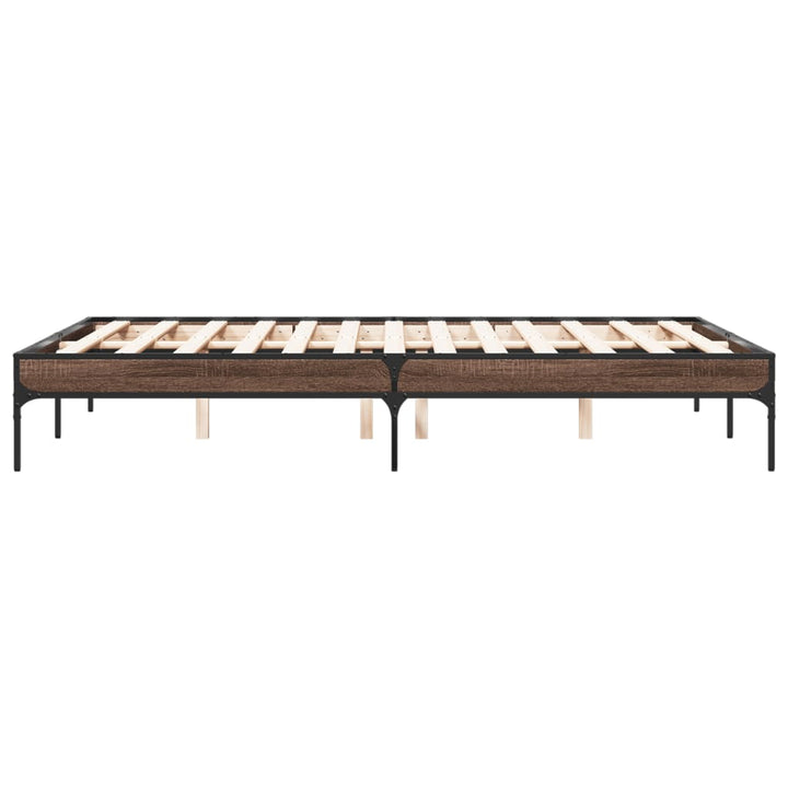 sengestel 120x200 cm konstrueret træ og metal brun egetræ