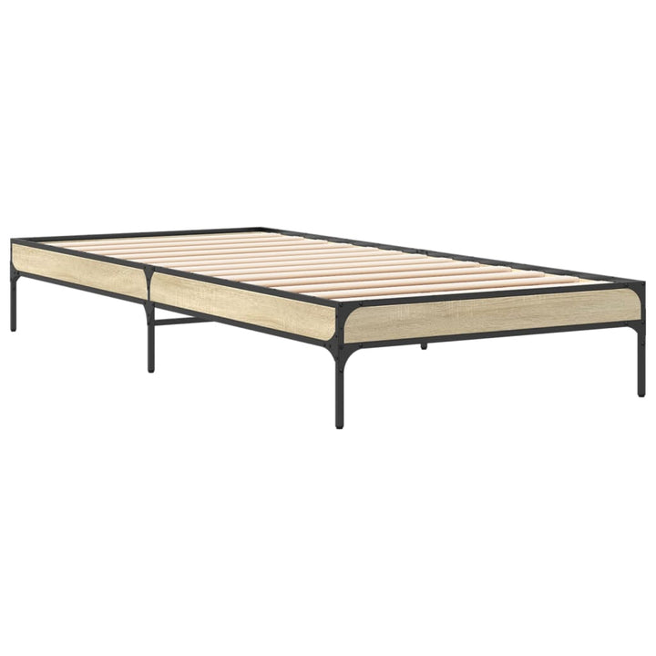 sengeramme 100x200 cm konstrueret træ og metal sonoma-eg