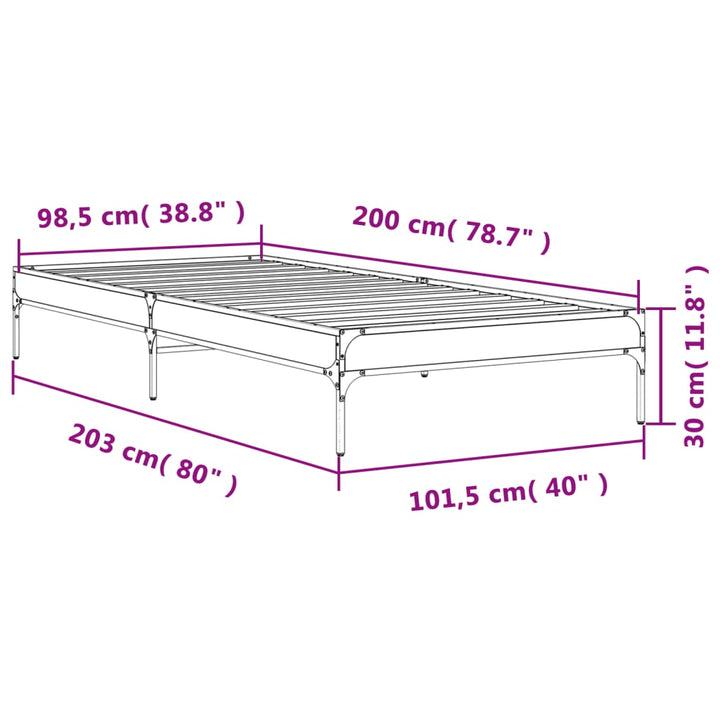 sengeramme 100x200 cm konstrueret træ og metal sonoma-eg