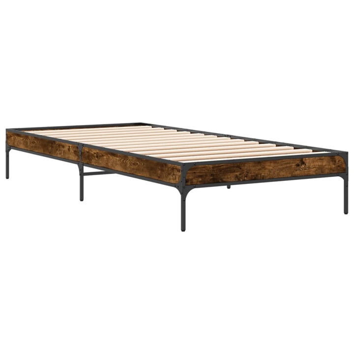 sengeramme 100x200 cm konstrueret træ og metal røget eg