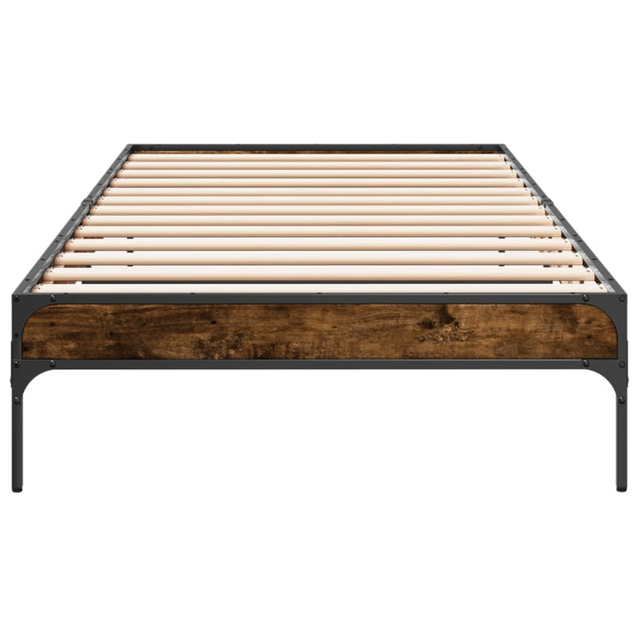 sengeramme 100x200 cm konstrueret træ og metal røget eg