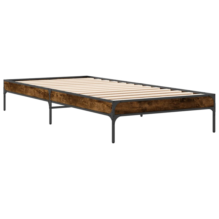 sengeramme 100x200 cm konstrueret træ og metal røget eg