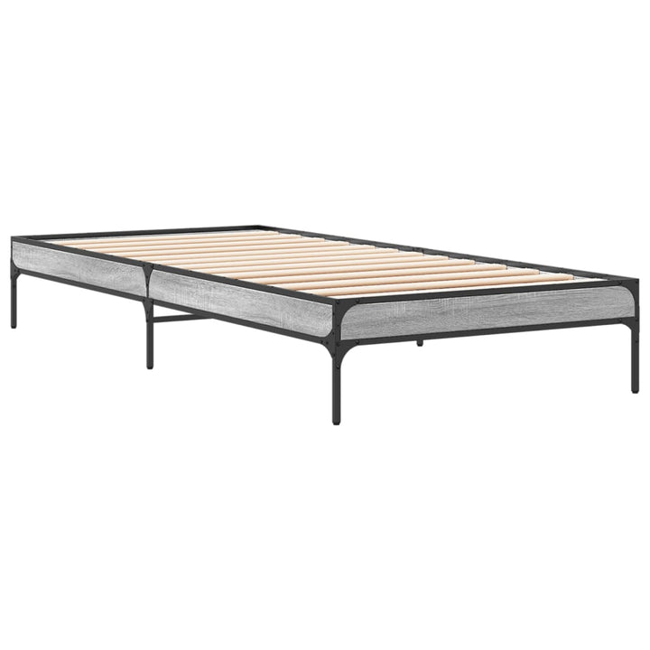 sengeramme 100x200 cm konstrueret træ og metal grå sonoma-eg